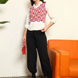 BAESD Women Printed Crop Sweater Vest image 5