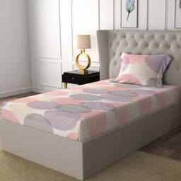 URBAN SPACE Pink & White Geometric 200 TC Single Bedsheet with 1 Pillow Covers image 5