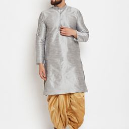 SOJANYA Men Grey Solid A-Line Kurta-picture-12