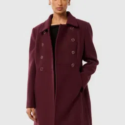 Forever New Purple Solid Full Sleeves Coat-image-8