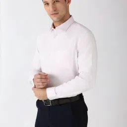 Peter England Pink Cotton Regular Fit Texture Shirt image 3