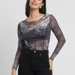 Forever 21 Grey Printed Top-image-59