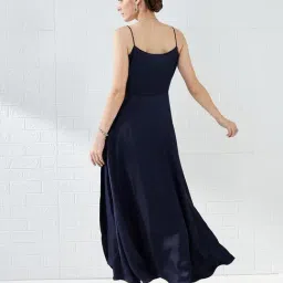 Latin Quarters Womens Navy Blue Sleeveless Solid Party Dress image 3