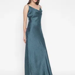 Guess Teal Printed Shoulder Strap Sleeveless A-line Dress image 3