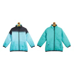 Okane Kids Sea Green & Black Solid Full Sleeves Reversible Jacket-picture-22