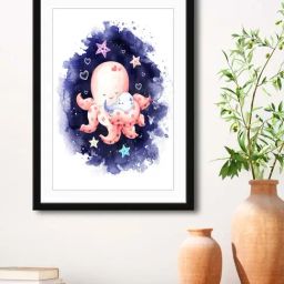 999Store Multicolor MDF Octopus with Baby Printed Paper Wall Painting - Set of 1-picture-26