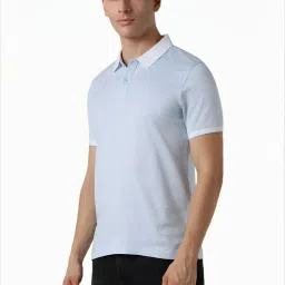 Van Heusen Blue Cotton Regular Fit Printed Polo T-Shirt image 3