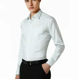 Van Heusen Green Cotton Slim Fit Checks Shirt image 3