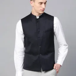 ManQ Navy Sleeveless Waistcoat-picture-23