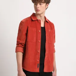 The Bear House Orange Cotton Slim Fit Shacket image 3
