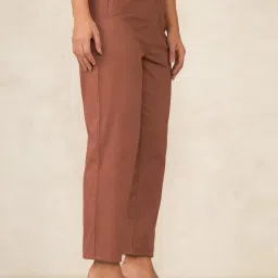 VIRGIO Brown Regular Fit Solid Pants image 3