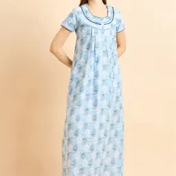 Sweet Dreams Blue Cotton Printed Night Gown-picture-24