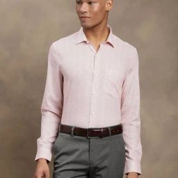 Turtle Light Peach Cotton Regular Fit Printed Shirt-picture-40