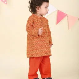 Fabindia Boys Rust Printed Kurta Set image 3