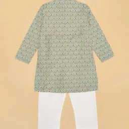 Indus Route by Pantaloons Boys Desert Sage Printed Full Sleeves Kurta Sets image 3