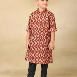 Fabindia Boys Red Cotton Printed Kurta image 3