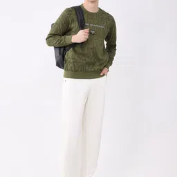 Monte Carlo Men Abstract Printed Applique Round Neck Full Sleeve Sweatshirt image 4