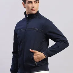 Monte Carlo Navy Blue Cotton Regular Fit Jacket image 3