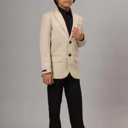 TAHVO Boys Beige & Black Cotton Solid Full Sleeves Western Set image 3