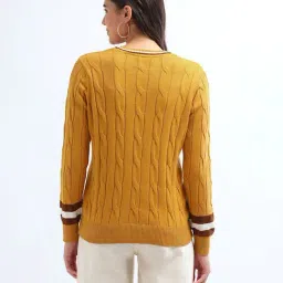 U.S. Polo Assn. Yellow Cotton Self Design Sweater image 2