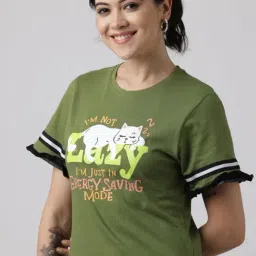 Slumber Jill Green Cotton Printed Regular Nightdress image 5