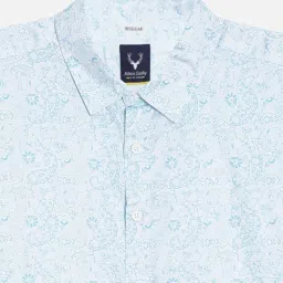 allen solly Allen SollyBlue Cotton Slim Fit Print Shirt image 3