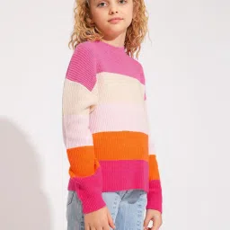 VERO MODA GIRL Kids Super Pink Color Block Sweater image 3
