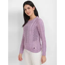 Allen Solly Purple Crochet Pattern Sweater image 3