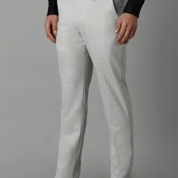Louis Philippe Grey Slim Fit Self Pattern Trousers image 3
