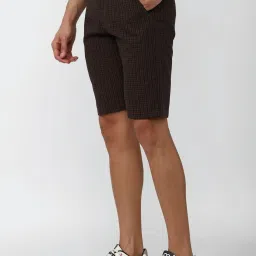 Peter England Brown Regular Fit Checks Shorts image 3