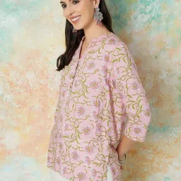 Melange by Lifestyle Pink Printed A Line Short Kurti image 3