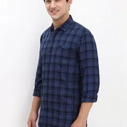 Allen Solly Navy Cotton Regular Fit Checks Shirt image 3