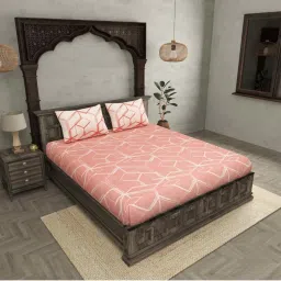 JaipurFabric Dark Pink Pure Cotton 180 TC Minimalism King Size Bedsheet with 2 Pillow Covers image 3