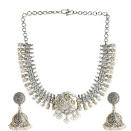 Curio Cottage Gypsy Moonlit Bloom Oxidised Necklace Set image 3