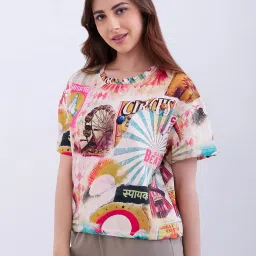 Spykar Raspberry Red Cotton Relaxed Fit Solid Top image 3