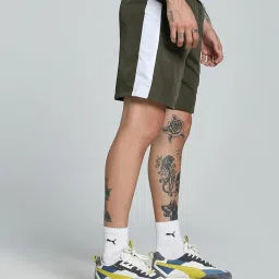 Puma Green Regular Fit Colour Block Sports Shorts image 3