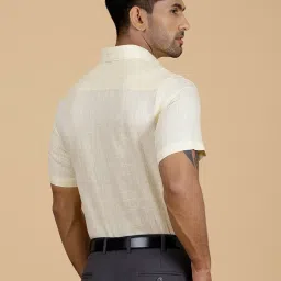 JadeBlue Beige Linen Regular Fit Checked Shirt image 3