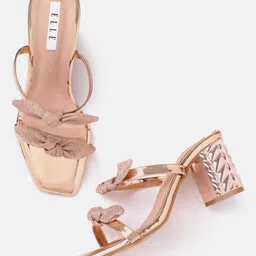 ELLE Women Bow Detail Party Block Heels-image-35
