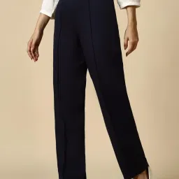 Allen Solly Navy Plain Trousers image 3