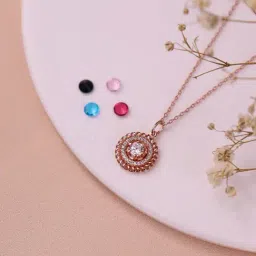 Silberry 92.5 Sterling Silver Rose Gold Curl Pendant with Chain-image-69