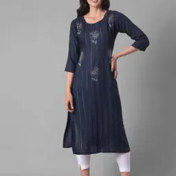 Dollar Missy Blue Embroidered Straight Kurta-picture-16