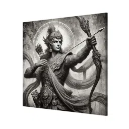 999Store Grey Canvas Arjuna The Archer In Battle Wrapped Painting image 3