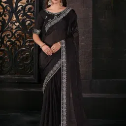 Saree Mall Black Embellished Saree With Unstitched Blouse-image-74
