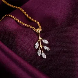 GIVA 18K Gold Majestic Branches Lab Grown Diamond Pendant for Women-image-98