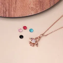 Silberry 92.5 Sterling Silver Rose Gold Angelic Turtle Pendant-image-67