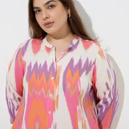 Diza by Westside Multicolour Ikat Pattern Cotton A-Line Kurta image 5