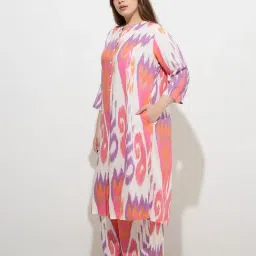 Diza by Westside Multicolour Ikat Pattern Cotton A-Line Kurta image 4