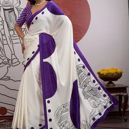 Anouk Rustic Ethnic Motifs Printed Satin Banarasi Saree image 2
