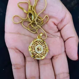Anshenterpris Gold-Plated Circular Pendant With Chain-picture-16