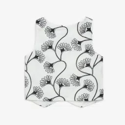 HOP Kids by Westside White Floral Embroidered Cotton Waistcoat image 2